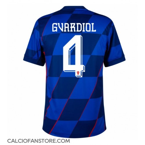 Maglia Calcio Croazia Josko Gvardiol #4 Seconda Divisa Europei 2024 Manica Corta